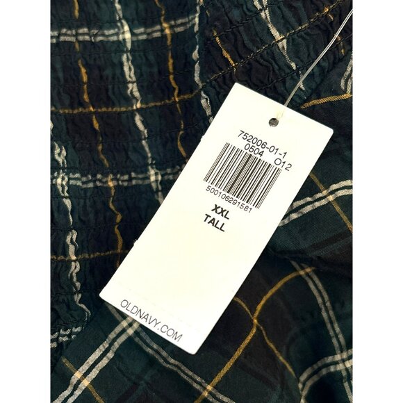 Old Navy Women's Plus Size Green Gold Smocked Holiday Blouse Size XXL Tall NWT - Picture 4 of 5